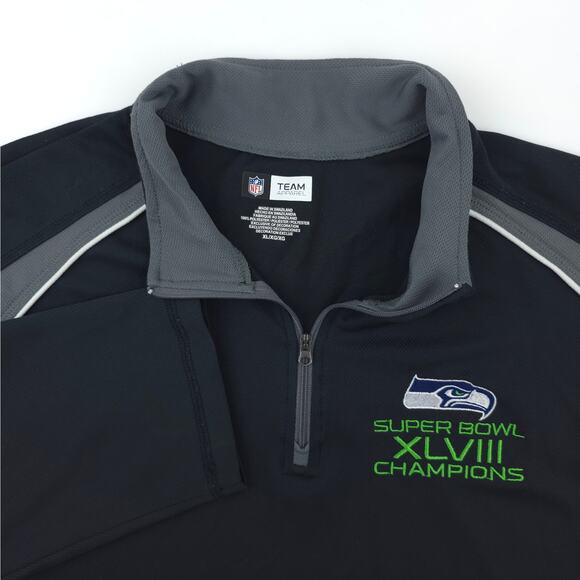 Seattle Seahawks Super Bowl XLVIII Champions 1/4 Zip Pullover Mens XL NFL Team - Picture 4 of 8